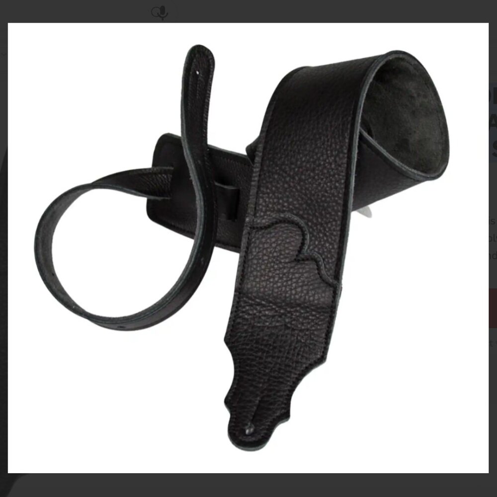 New Franklin 3" Original Glove Leather Guitar Strap, Black/Black Stitch